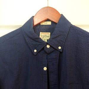J Crew Navy Seersucker Shirt